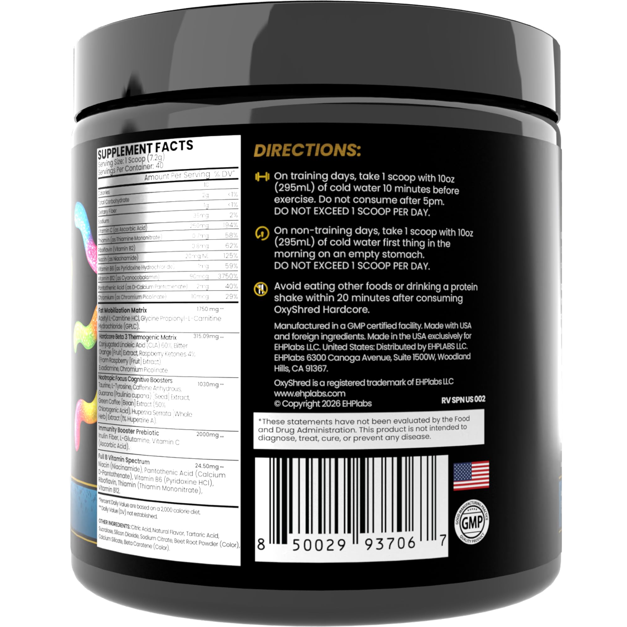 EHP Labs OxyShred Hardcore Super Dosed Pre Workout Powder - Preworkout Powder with L Glutamine & Acetyl L Carnitine, Energy Boost Drink - 275mg of Caffeine - Sour Crawlies, 40 Servings — Amazon image 8