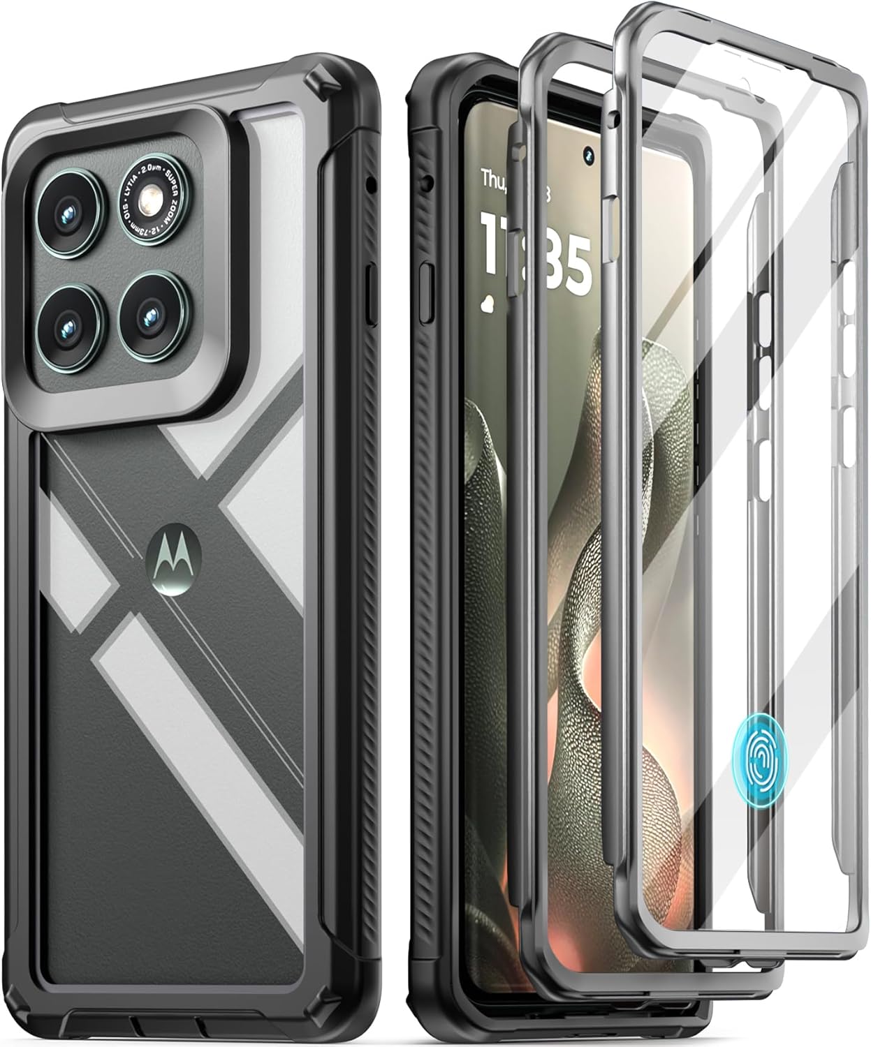 Poetic Guardian Case for Motorola Moto Edge 2025 [Not for 2024 Version], [20FT Mil-Grade Drop Tested], Full Body Hybrid Shockproof Bumper Cover with Built-in Screen Protector, Black/Clear
