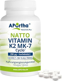 APOrtha® Vitamin K2 MK7 200 µg 99+% ALL-Trans, 190 Tabletten