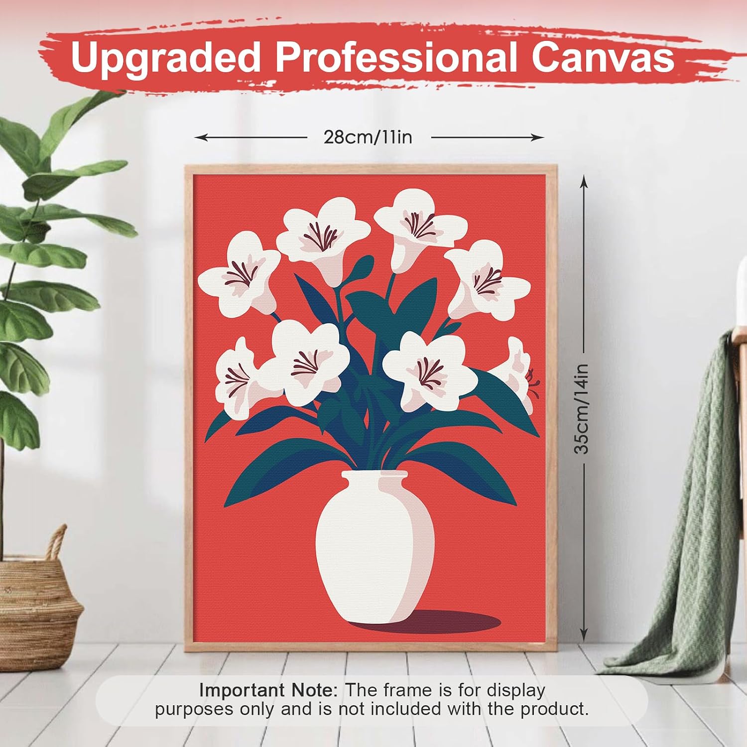 Bougimal 6 Pack Paint by Numbers Kit for Adults Beginners, 11" W x 14" L Daisy Vase DIY Acrylic Paint Set on Canvas Without Frame in Box, Adults Kids Paint by Numbers Kits for Home Wall Decor image 4