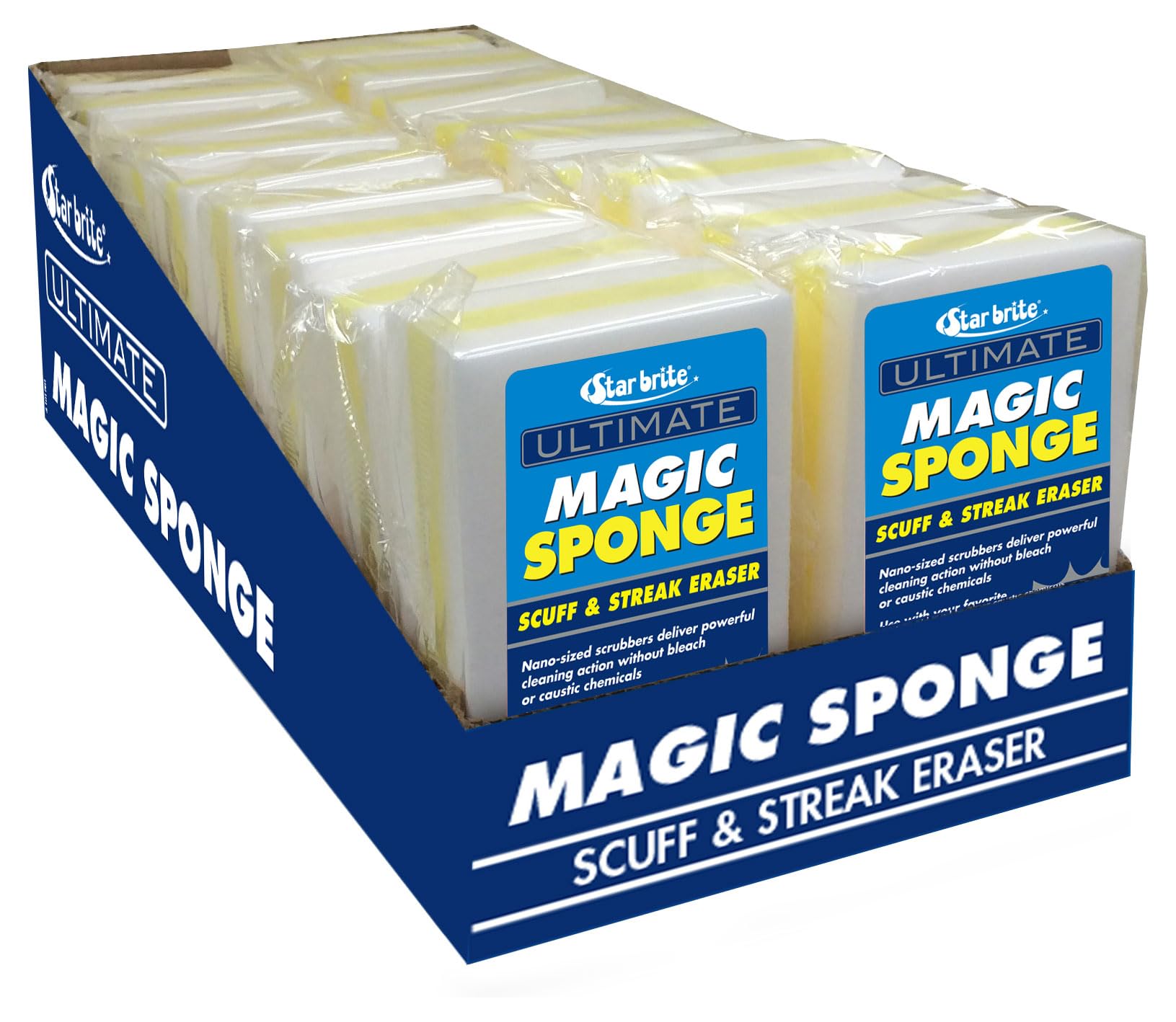 STAR BRITE Ultimate Magic Sponge - Boat Scuff Eraser Melamine Scrubber with Reinforced Core - 18 Pack (041018)