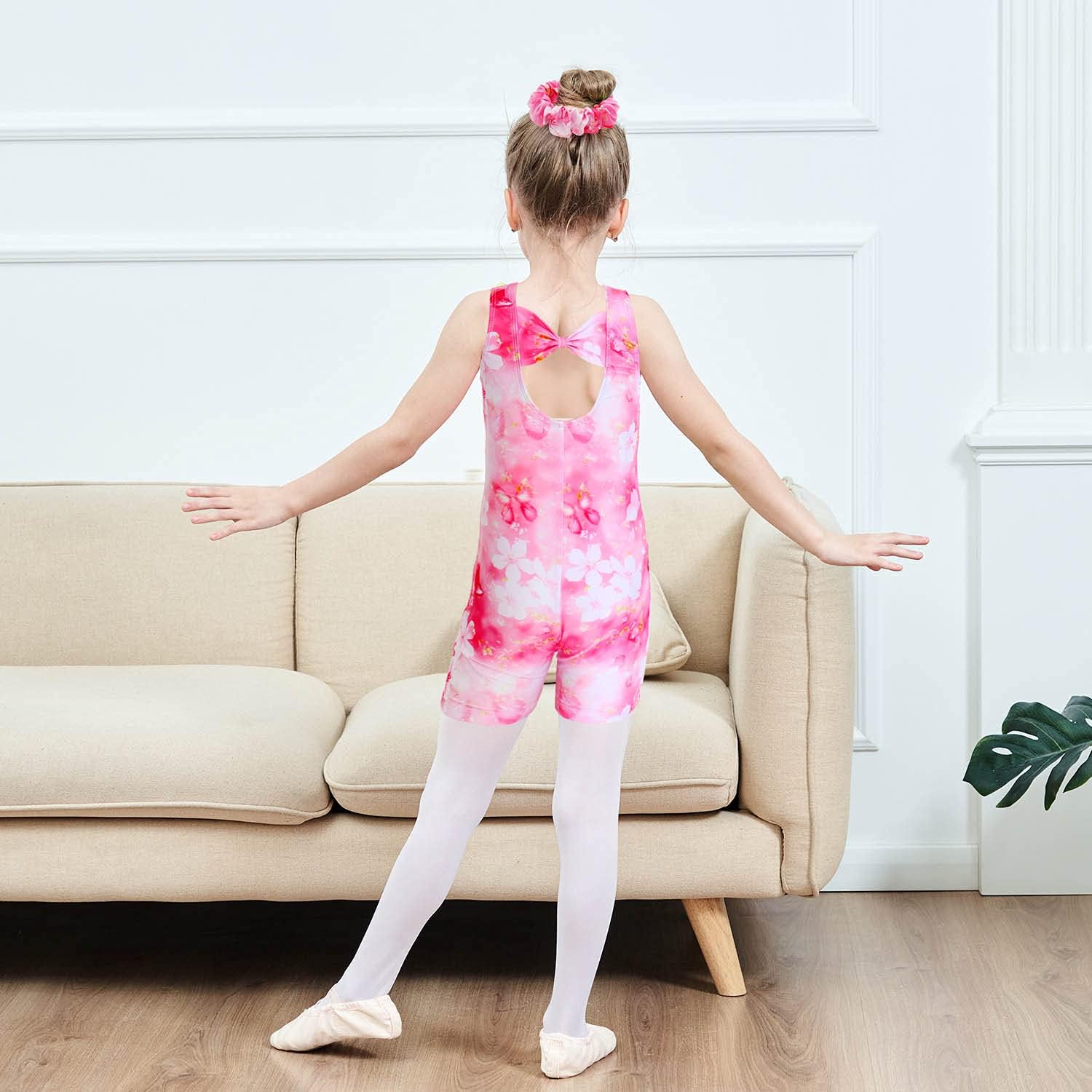 MODAFANS Leotards for Girls Gymnastics with Shorts Dance unitards Tumbling Biketards with Hair Scrunchie for3-13T - Image 3