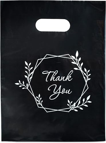 100 bolsas de 1.5 mil de grosor, 9 x 12 pulgadas, bolsas de agradecimiento con asas extra brillantes, perfectas para mercancía, empresas y venta al