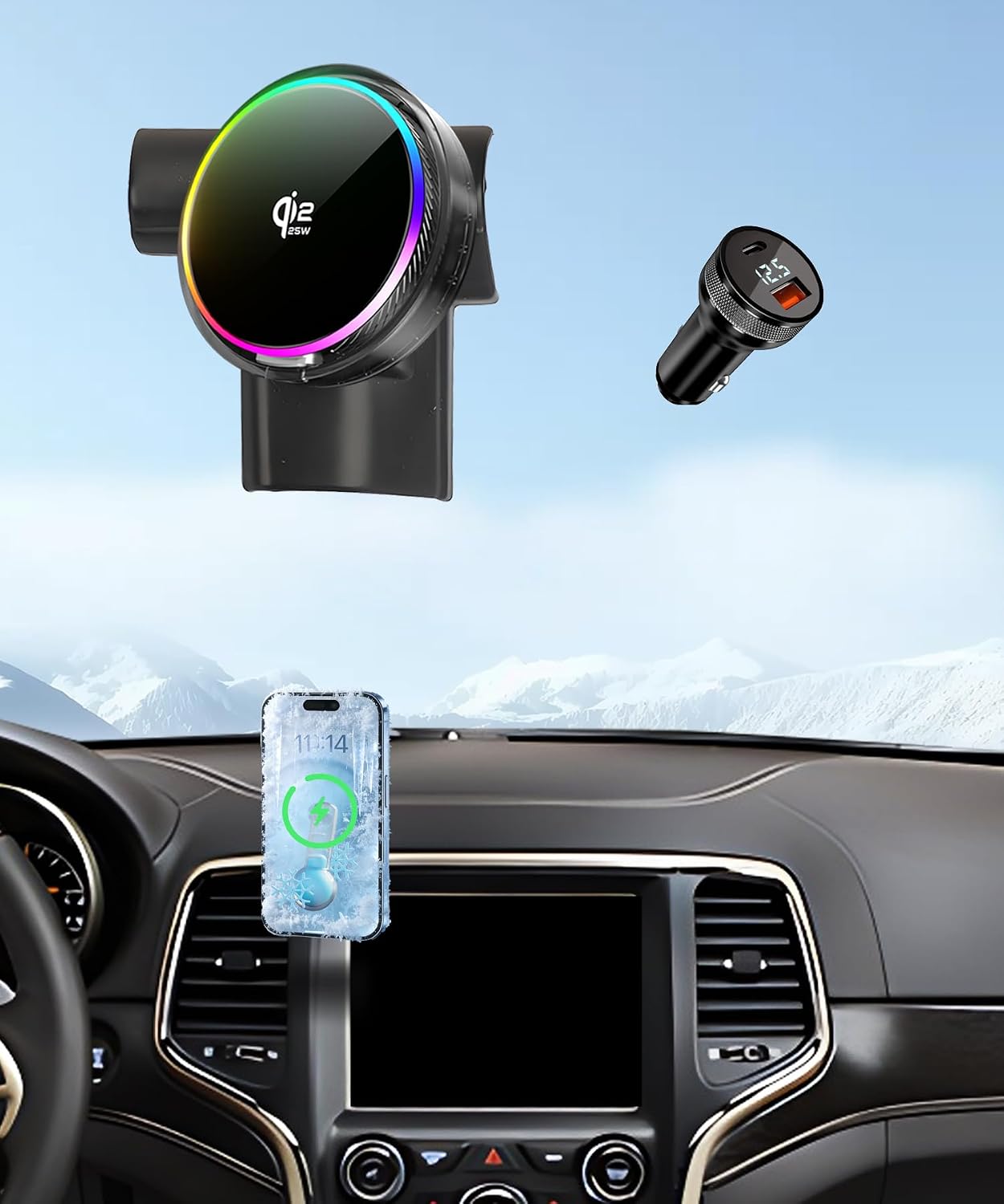 25W Car Mount Charger for Jeep Grand Cherokee 2014-2018