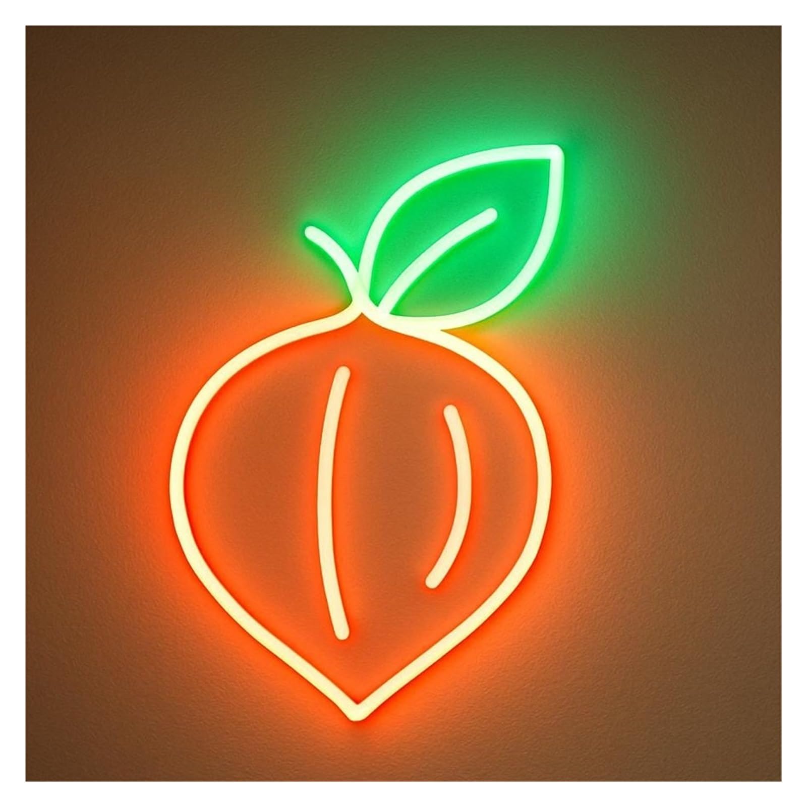 RONGCH Hanging Art Signs Hazelnut Neon Sign for Fruit Shop Coffee Store Bedroom Party Wall Decor Adjustable Brightness LED Light USB Powered 35cm(Orange+Green)