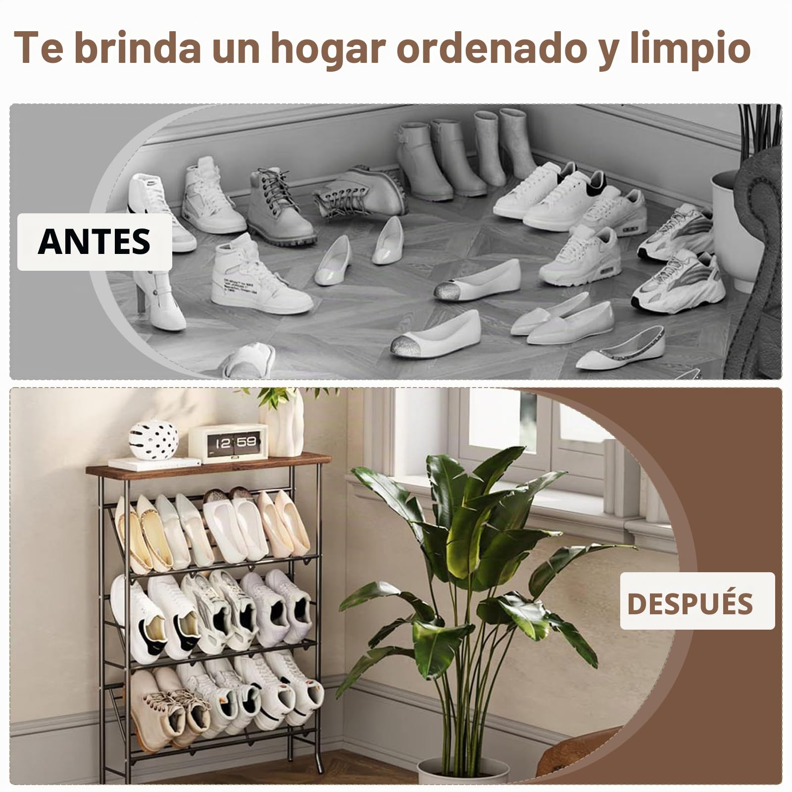 Zapatero de metal estrecho con 4 niveles, apilable, pequeño zapatero, organizador para 12-16 pares de zapatos, estante para zapatos para entrada, pasillo, salón, dormitorio