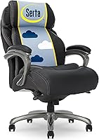 Serta Jackson Big & Tall Executive Office Chair - 350lb Capacity, Bonded Leather, AIR Lumbar Support, Wide Seat, Black