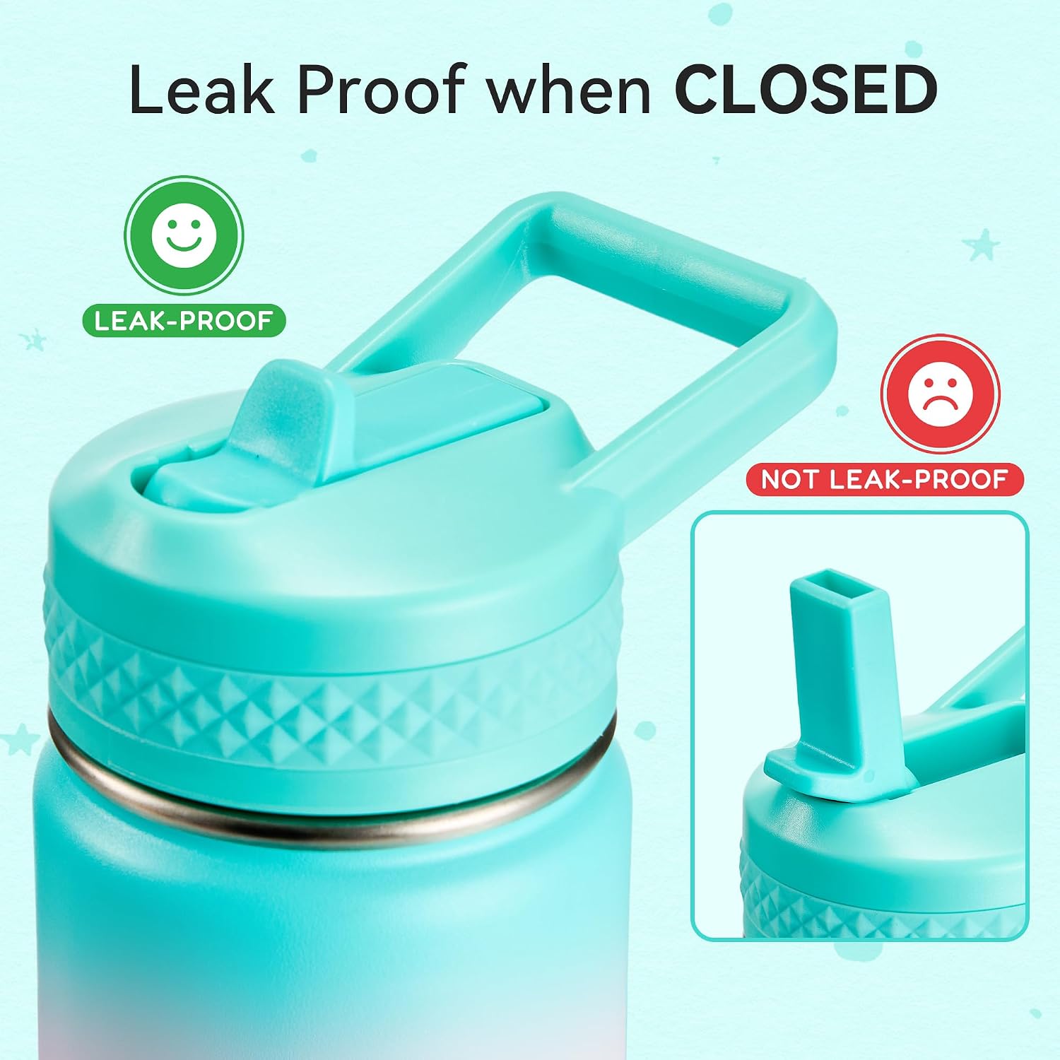  12 oz Water Bottle Kids School, Insulated Water Bottle with Straw for School, 304 Stainless Steel Toddler Cup, for Boys Girls, Leakproof, BPA-Free， Aurora thumbnail