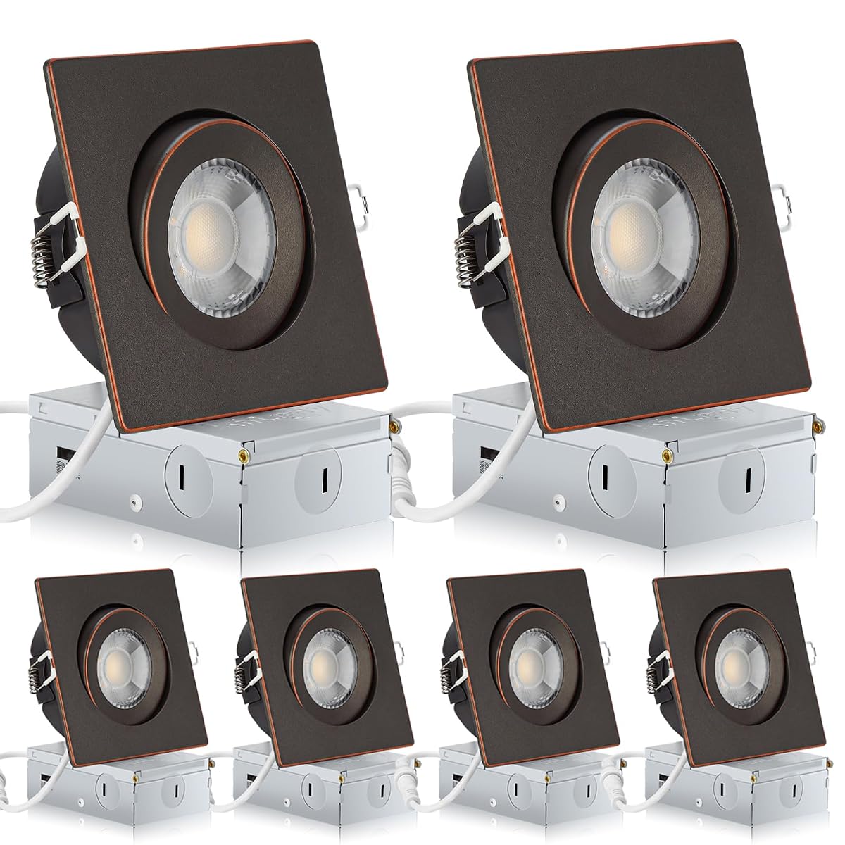 KnLnny Ware 4 Inch LED Recessed Lights, Adjustable Gimbal, Bronze Trim, 6 Pack,