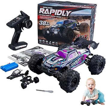 Remote Control Car for Boys 8-12 Years Old - 116 38km/h High Speed Off Road RC Car Toy - 14 LED High Intensity Headlight Long Distance Hand Control RC Off-Road Stunt Vehicle Kids Party Favors Guki