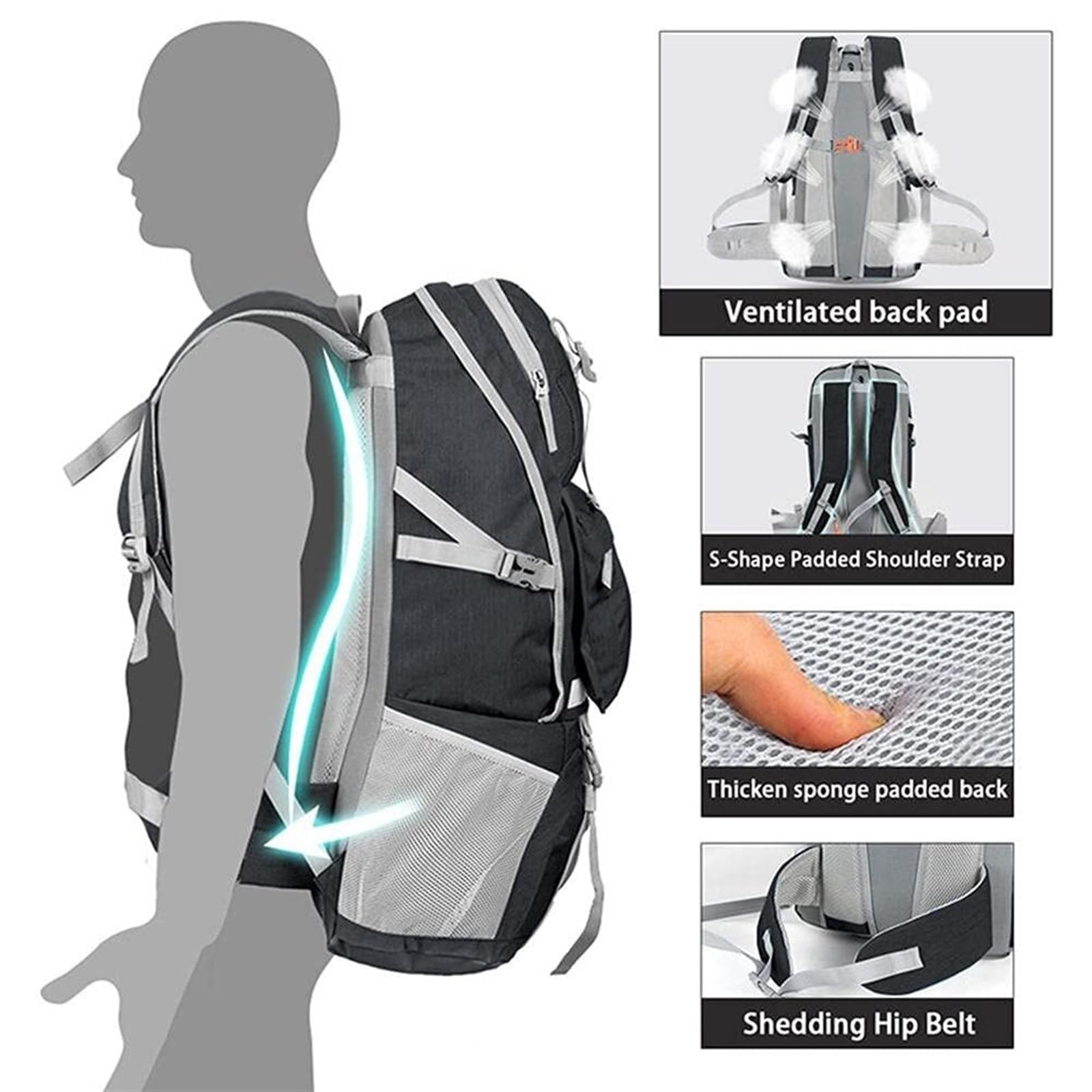 ontañismo Mochila de Senderismo Mochila De Senderismo Mochila De Camping Para Mujeres Hombres Montañismo Al Aire Libre Viajes Campamento Exterior(Pink)