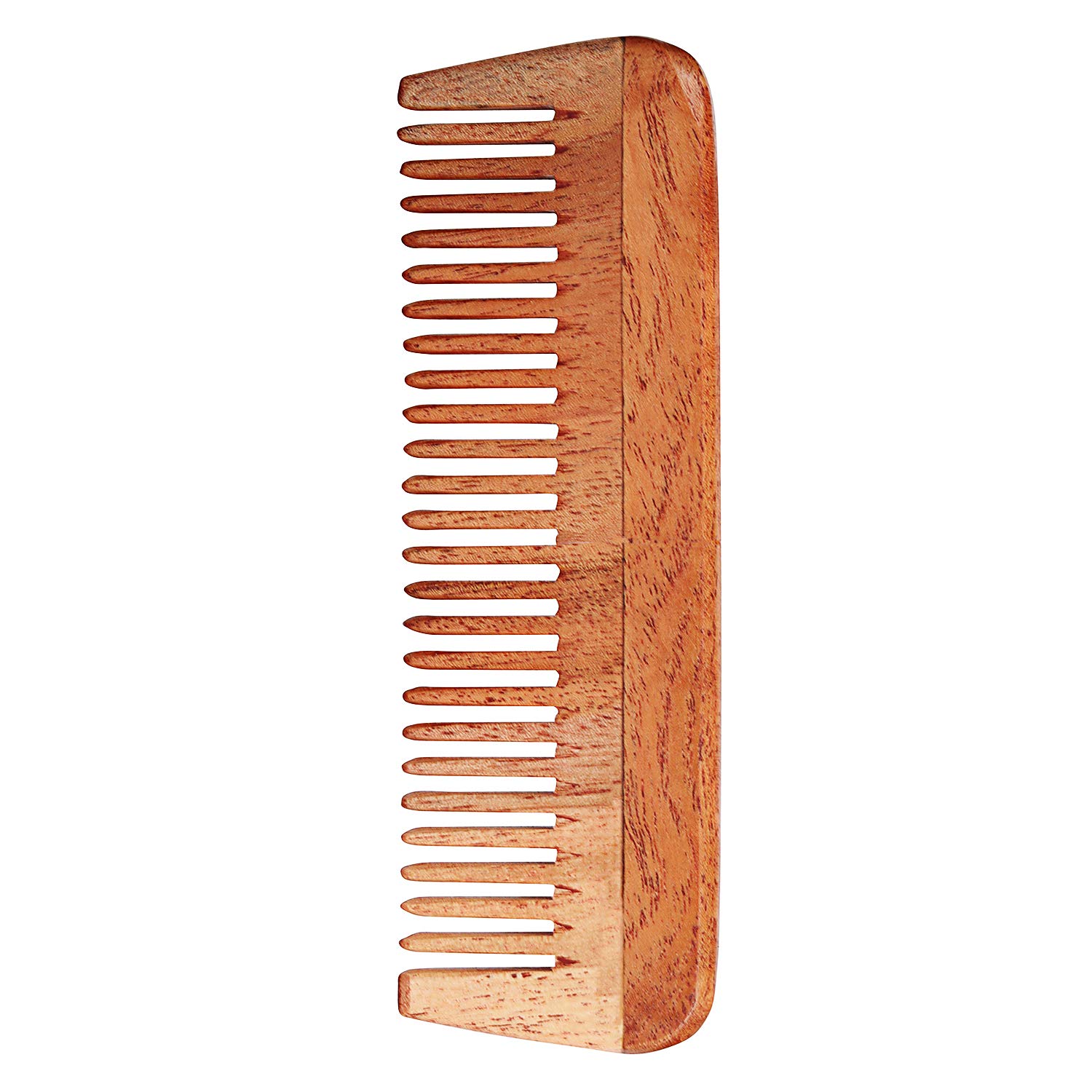 SVATV HANDCRAFTED NEEM-WOOD COMB FOR DETANGLING HAIR FOR THICK, CURLY AND WAVY HAIR, NON-STATIC AND ECO-FRIENDLY WITH WIDE TOOTH FOR GROOMING HAIR COMB FOR MEN & WOMEN - (N-5)