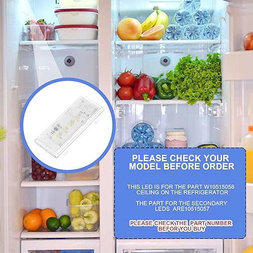 Miniatura 7 de W10515058 Reemplazo de la luz del refrigerador refrigerador congelador principal luz LED de repuesto para congelador bombilla de techo luz de