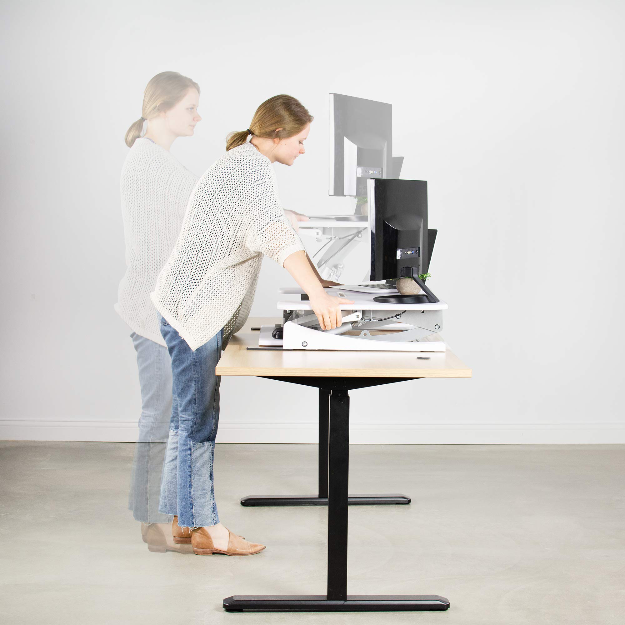 VIVO Height Adjustable 36 inch Stand up Desk Converter, Quick Sit to