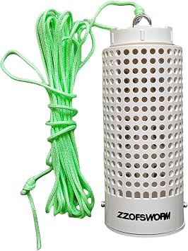 Bait Cage for Fishing, Chum Bucket & Bait Barrel, PVC Fish Chum Cage with 316 Stainless Steel, Bait Bucket for Saltwater Fishing, 360 Water Flow, Indestructible with 32Feet Glow Rope