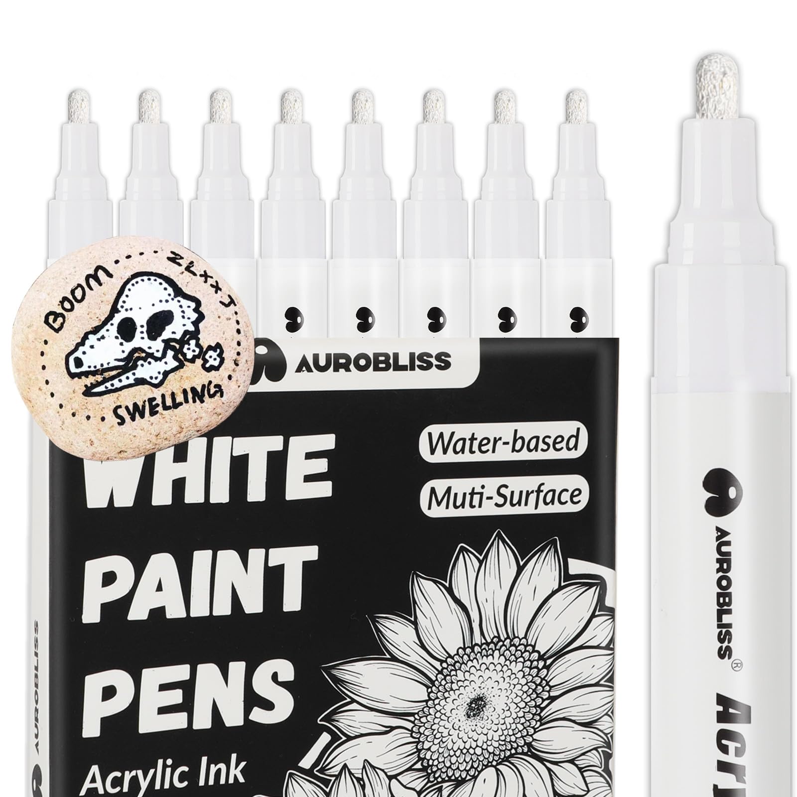 Rotulador Blanco Permanente 2-3mm, 8 Rotulador Acrílico Blanco para Neumaticos, Tela, Madera, Metal, Cristal, Cuero, Cartulina Negra Rotuladores Resistente al Agua