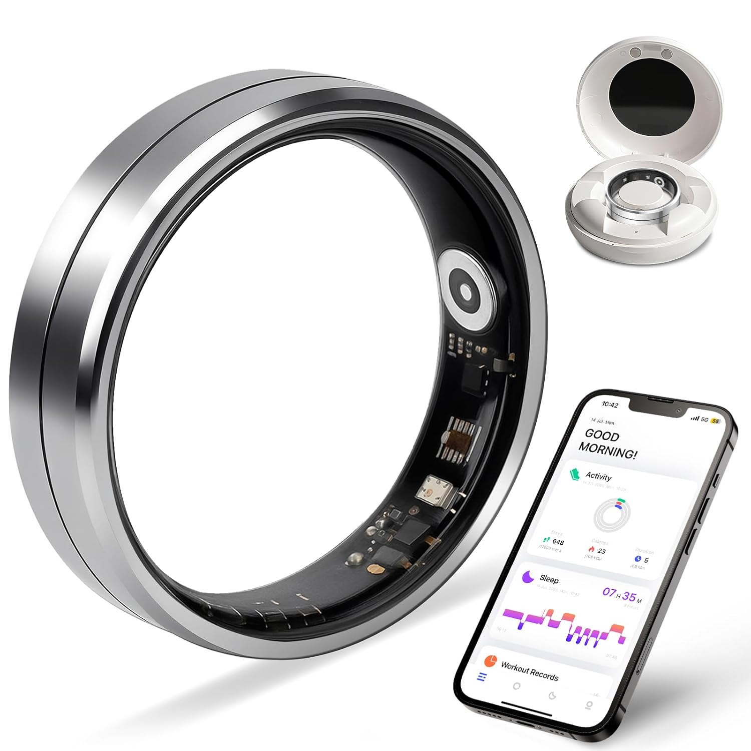Smart Ring for Women and Men 5ATM Waterproof Smart Rings Health Tracker with Sleep Stress Heart Rate Activity