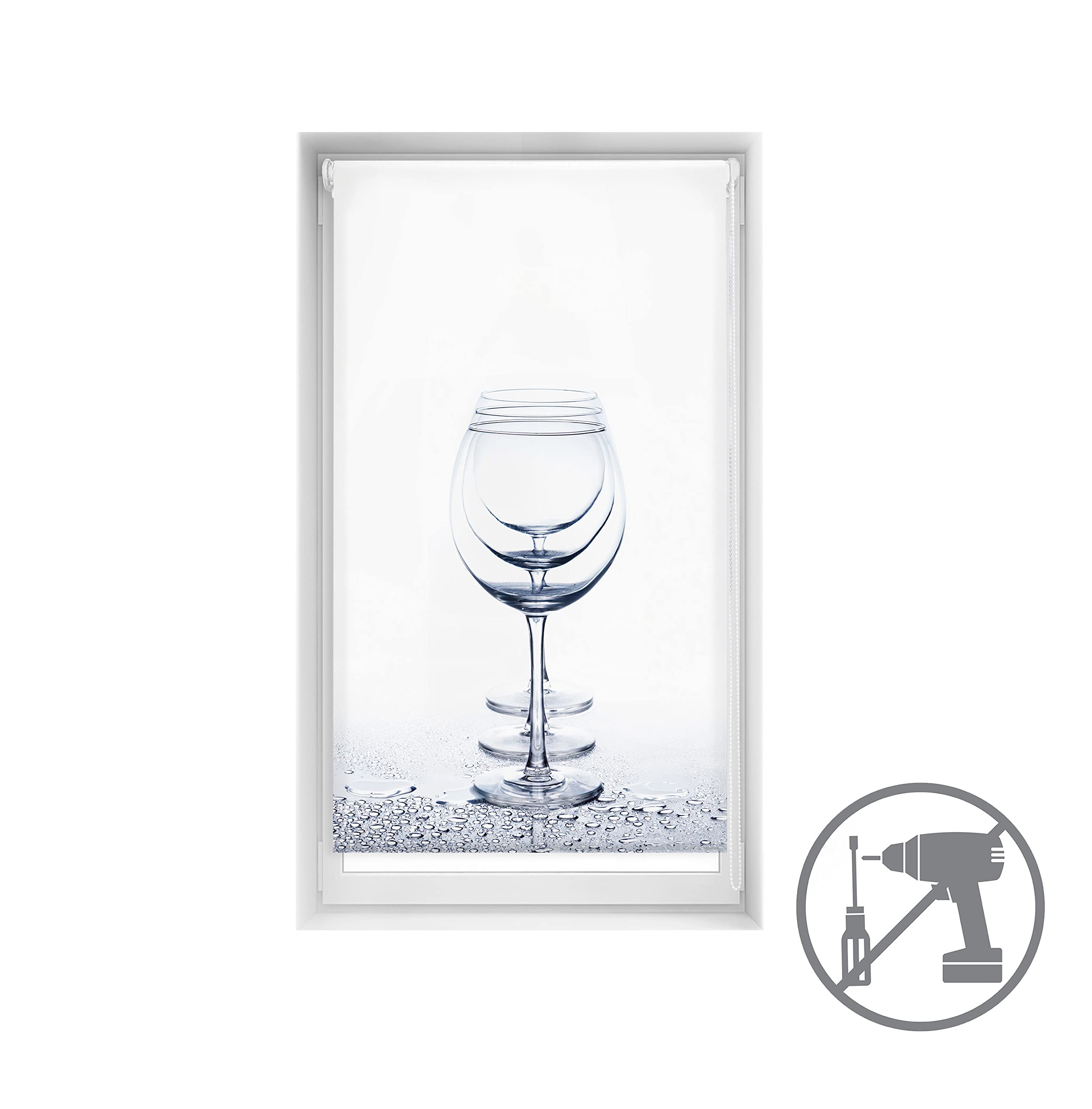 Blindecor Easy Store occultant sans perçage Motif Blackout imprimé numérique, Crystal, 80 x 150 cm Taille du Tissu 77 x 145 cm. Store Enrouleur Thermique