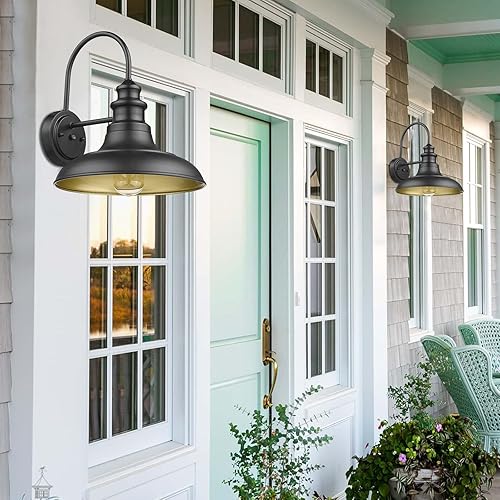 Miniatura 8 de Lámpara de granero para exteriores con sensor de anochecer a amanecer, lámpara de pared para exteriores de 12.3 pulgadas, lámpara de montaje en