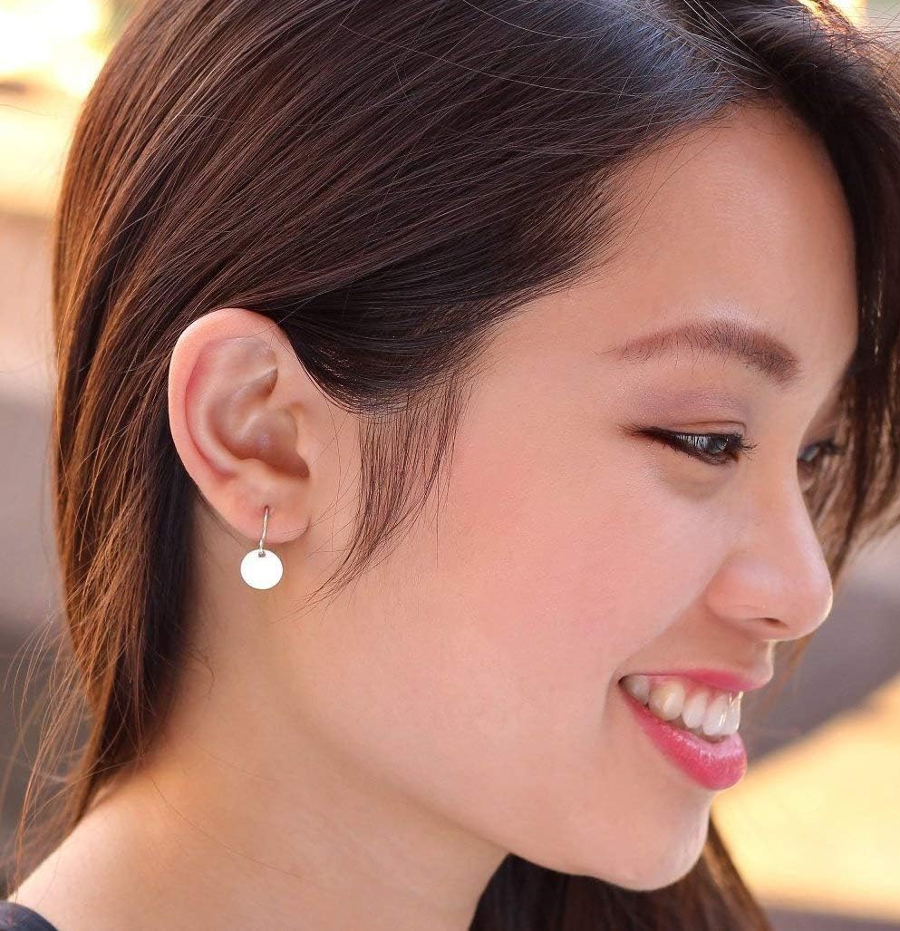 Circle Disc Earrings, Brush Hammered Satin Disk Coin Earrings Jewelry .925 Sterling Silver, 14K Gold Filled or 14K Rose Gold Filled - Image 2