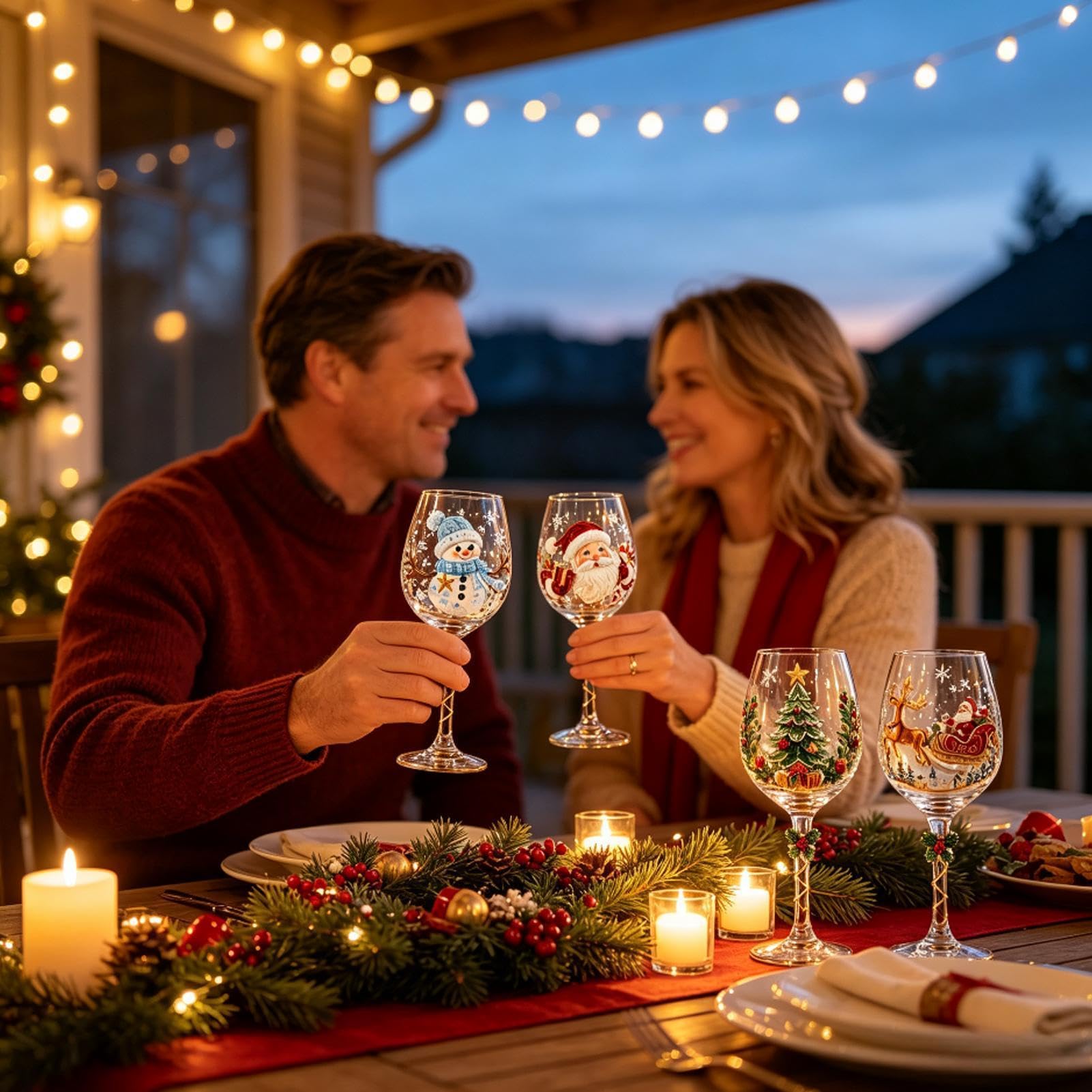 Set di confezioni regalo della collezione di bicchieri da vino di Natale 3D