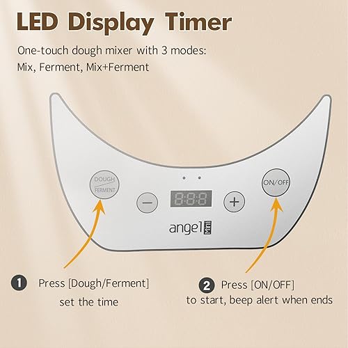 Miniatura 4 de Mini Angel Máquina mezcladora de masa eléctrica con función de fermentación, máquina mezcladora de masa de 5.5 cuartos con cuenco de acero