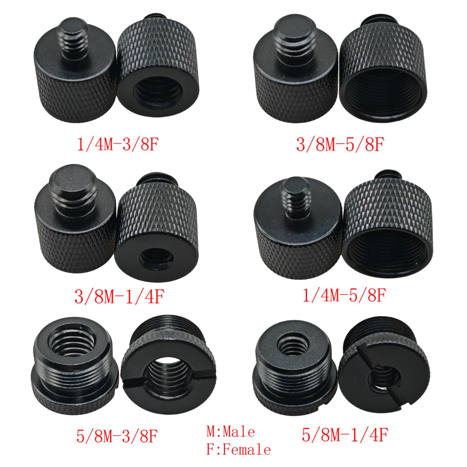Lot De 8 Adaptateurs Pied De Micro Universels - 5/8" Vers 3/8", 3/8" Vers 5/8", 1/4" Vers 5/8" Et Inverses Pour Trépied Et Support Microphone