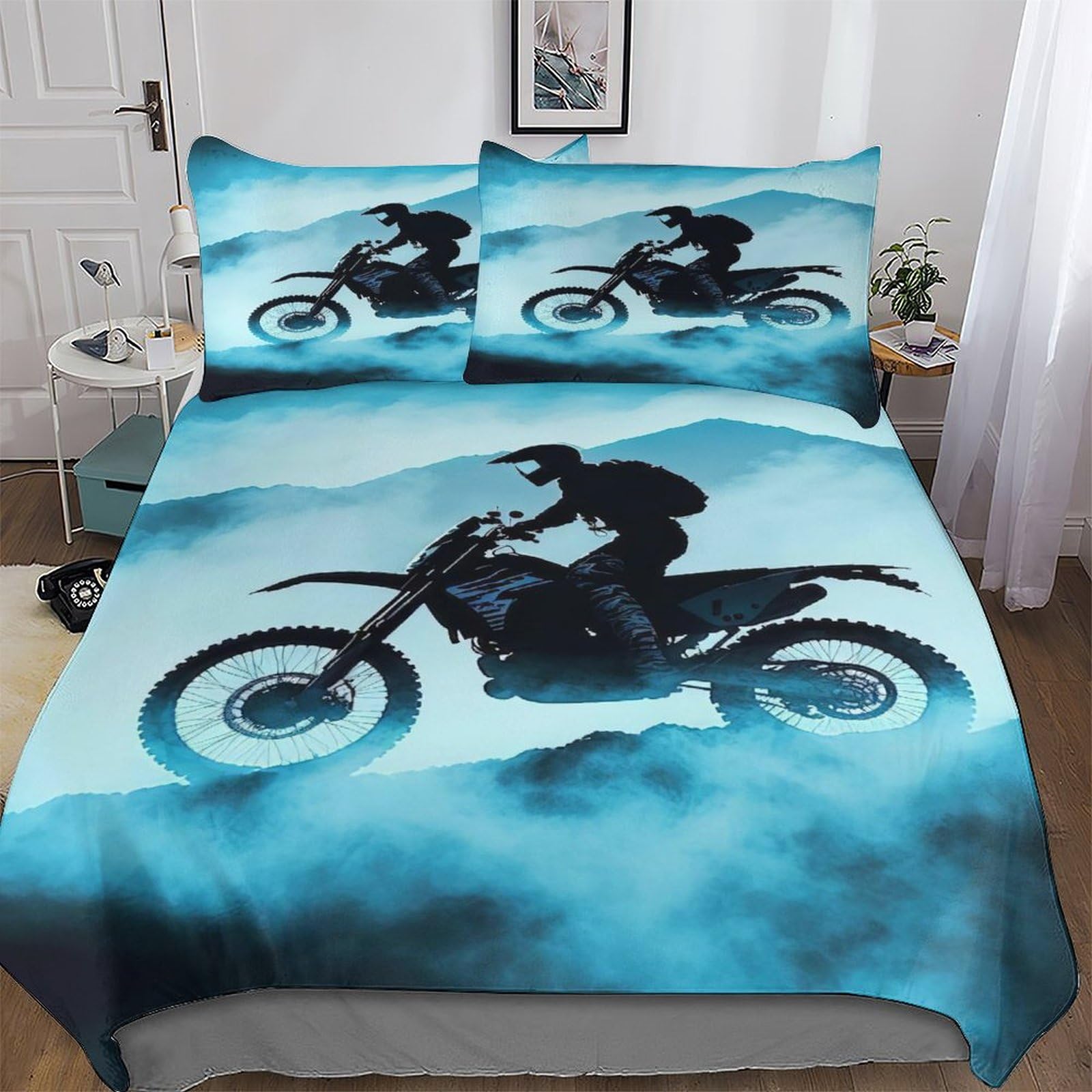 Housse de couette motocross hypoallergénique en microfibre douce 220x240