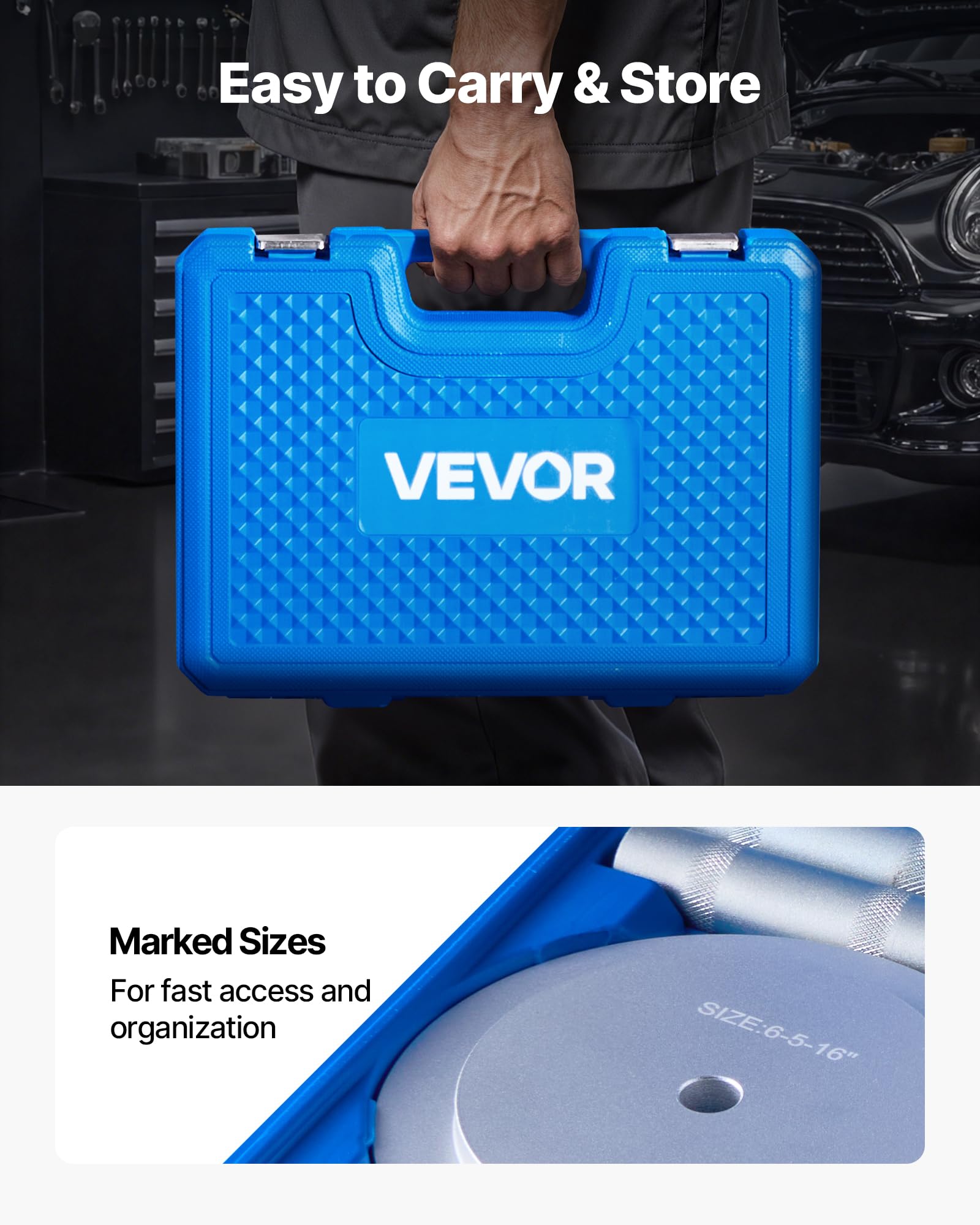 VEVOR Juego de Destornilladores de Sellos de Pista de Cojinetes con 5 Bujes, Varilla de Extensión del Eje del Mango, para Extracción e Instalación con Estuche de Almacenamiento, para Automóviles