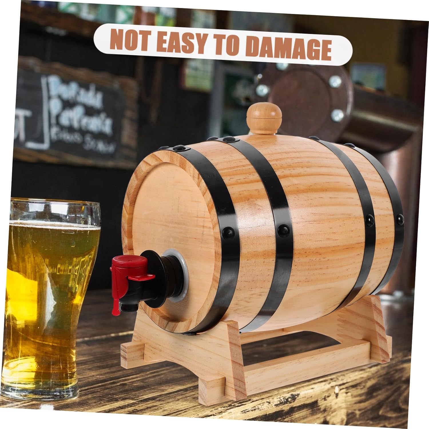 Wooden Wine Barrel Dispenser for Red Wine Beer and Spirits Vintage Decor with Faucet Capacity for Home Bar and Parties