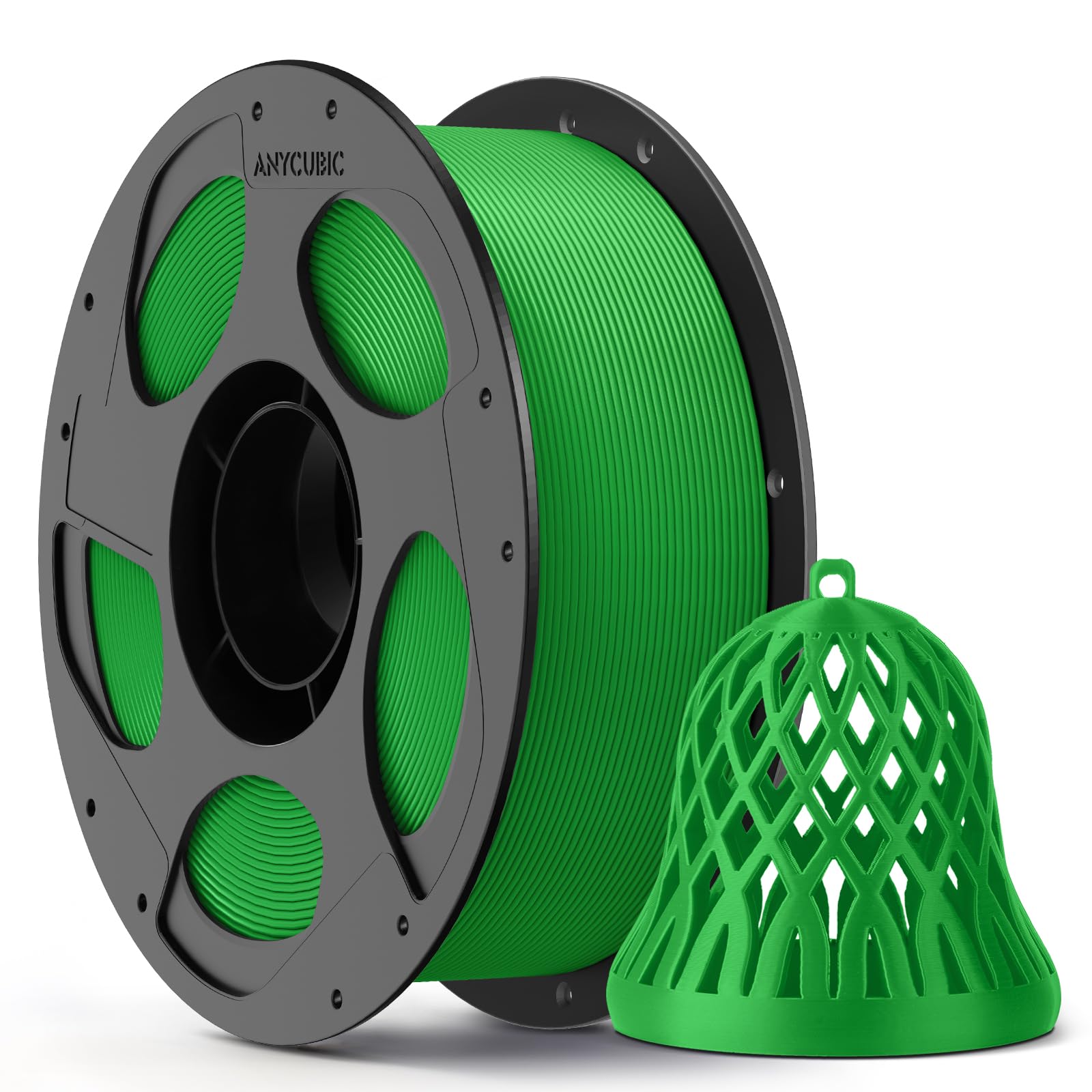 ANYCUBIC PLA Filamento per Stampante 3D, Filamento di Stampa Intelligente Identificazione Intelligente, Bobina Rimovibile e Riutilizzabile, Dimensioni +/- 0,02 mm, Verde, 1KG