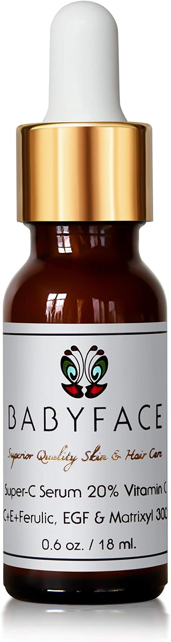 Compare Ingredients! BABYFACE Super-C Micro-encapsulated 20% Vitamin C Serum + Ferulic Acid + Vit E + EGF + Matrixyl 3000 + Peptides + Amino Acids & Resveratrol. 0.6 oz.
