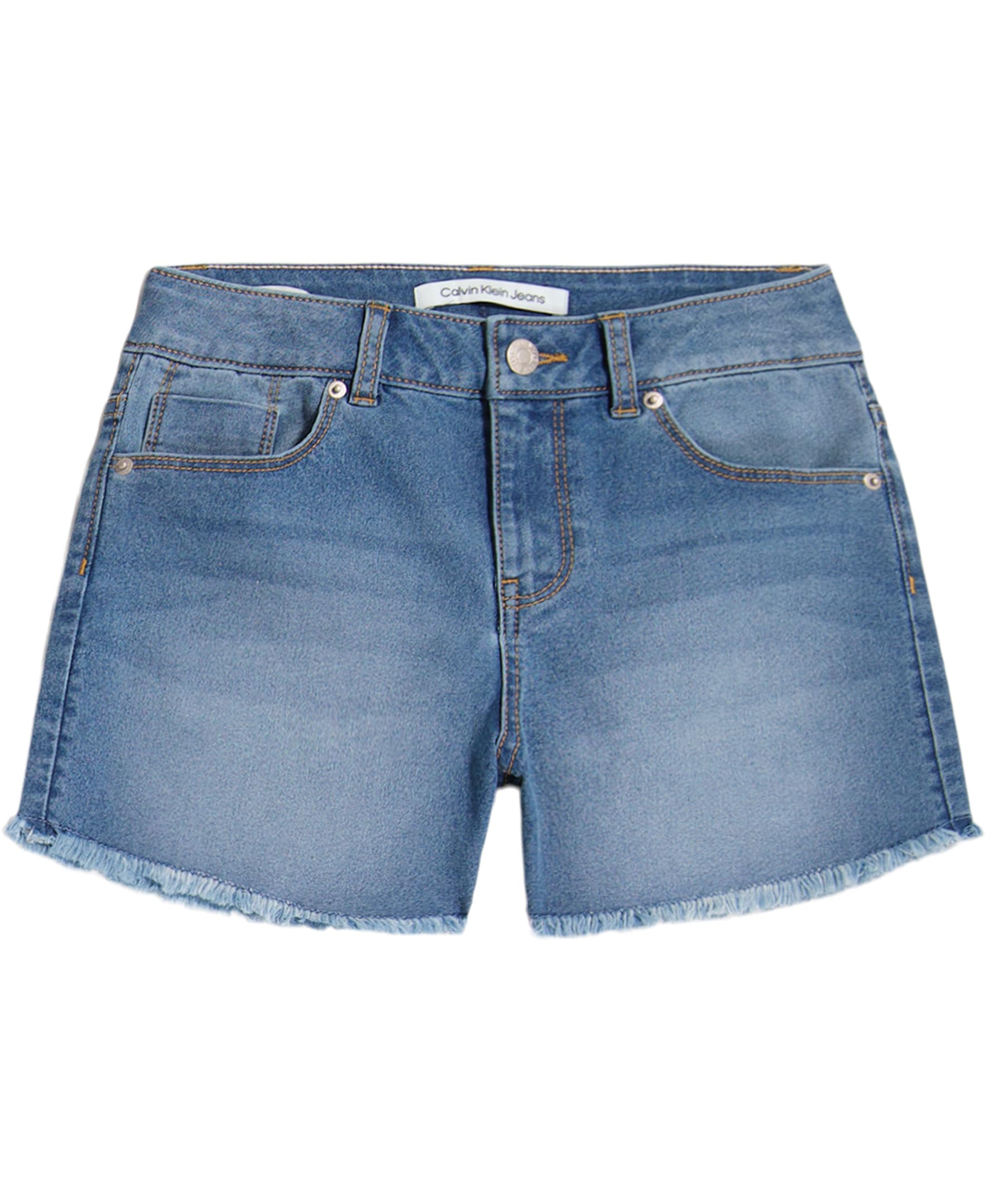 Calvin Klein Girls' Jean Shorts, Stretch Denim, Boyfriend Fit, Mid to High Rise