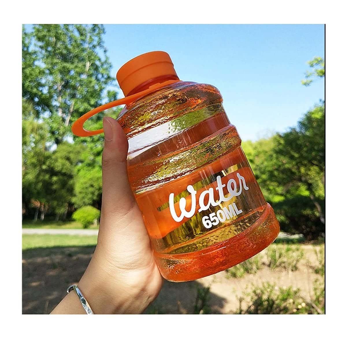 Butelka,Szczelna Przenośna Sportowa Butelka Na Wodę 650 Ml Shaker O Dużej Pojemności Białkowe Butelki Na Wodę Handgrip Gym Fitness Kettle Napoje(Oranje)