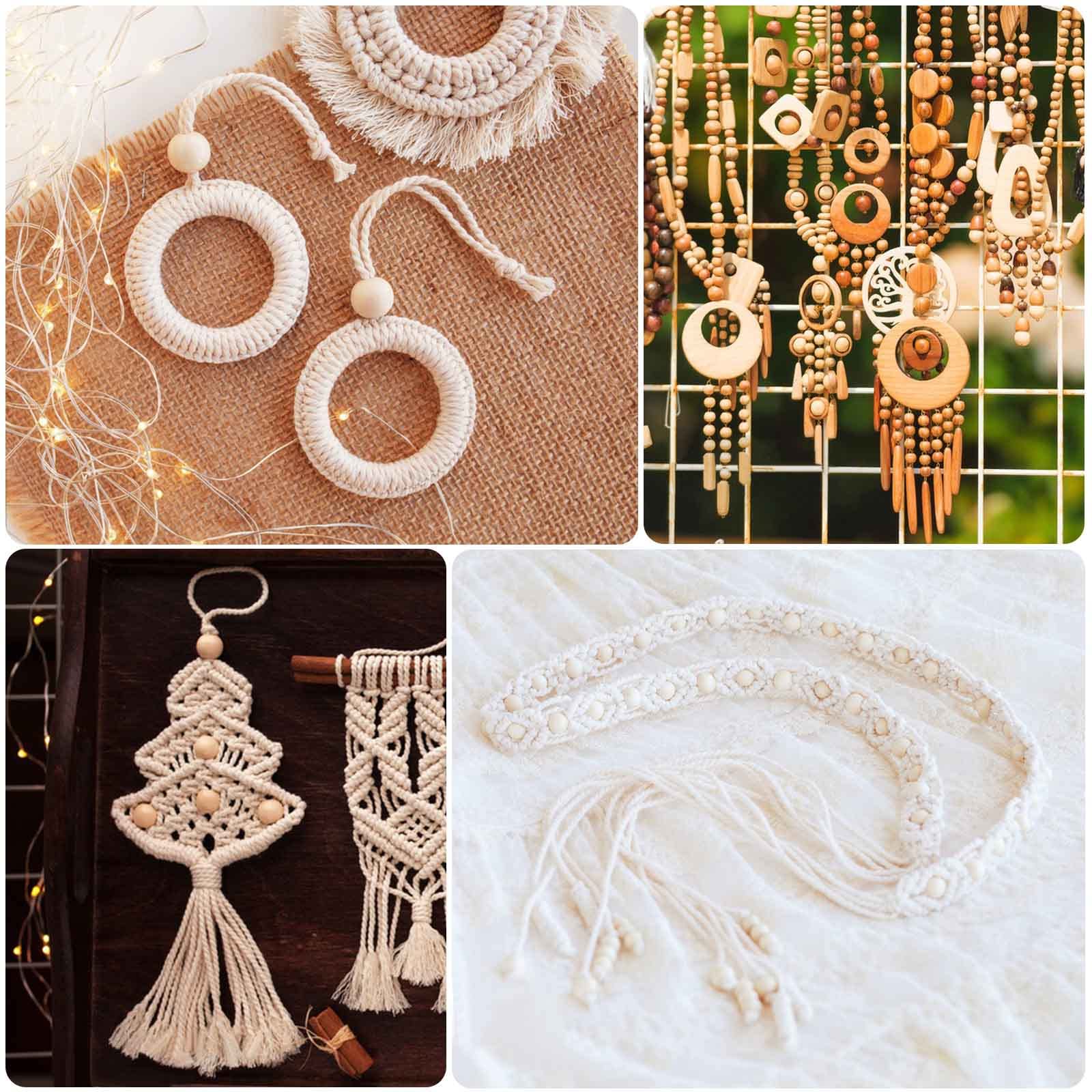 Mesybveo 400 pezzi da 10 mm Perline Legno Naturale, Perline di legno di loto, Perle di legno rotonde naturali, Bracciali gioielli facili da infilare, artigianato fai-da-te, accessori decorativi