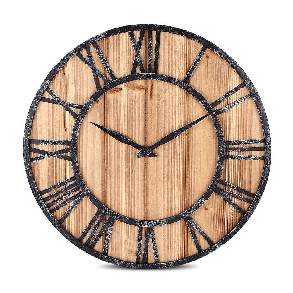 Horloge murale grand chiffre romain silencieuse pour éliminer le tic-tac