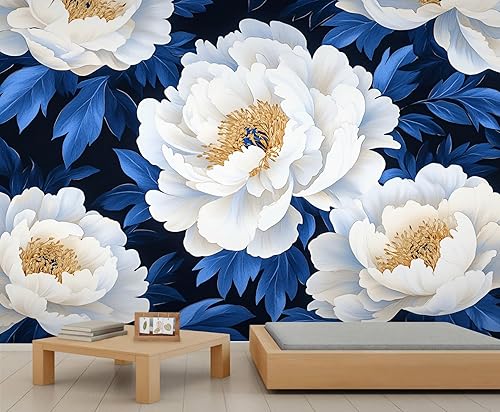 Miniatura 17 de Mural de pared floral retro, papel tapiz de barra de flores coloridas de mediados de siglo, papel tapiz rústico floral 3D impermeable para Retro