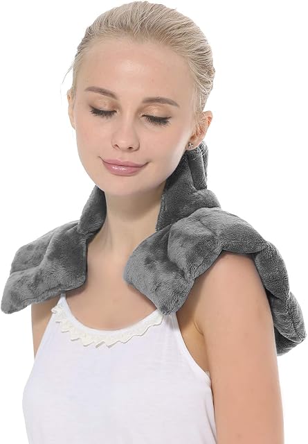 Aroma Season Heated Neck Warmer for Pain Microwave Neck and Shoulder Heat Pad Heated Neck Wrap Neck Pain and Arthritis Relief (Grey)