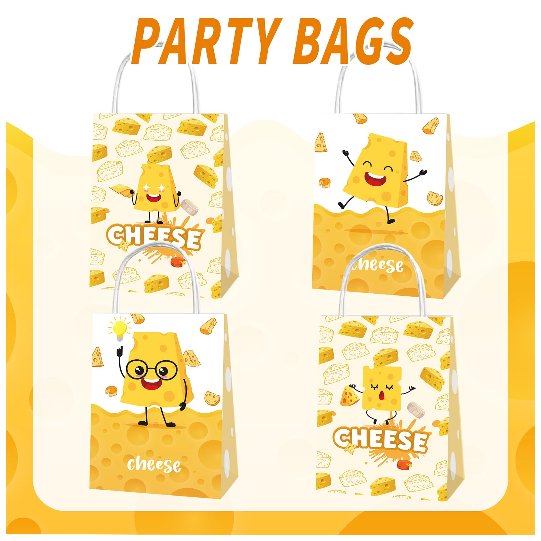 YYDLKAF 12 sacchetti per feste di formaggio con manici, decorazioni per feste di formaggio, sacchetti regalo per formaggi, sacchetti regalo