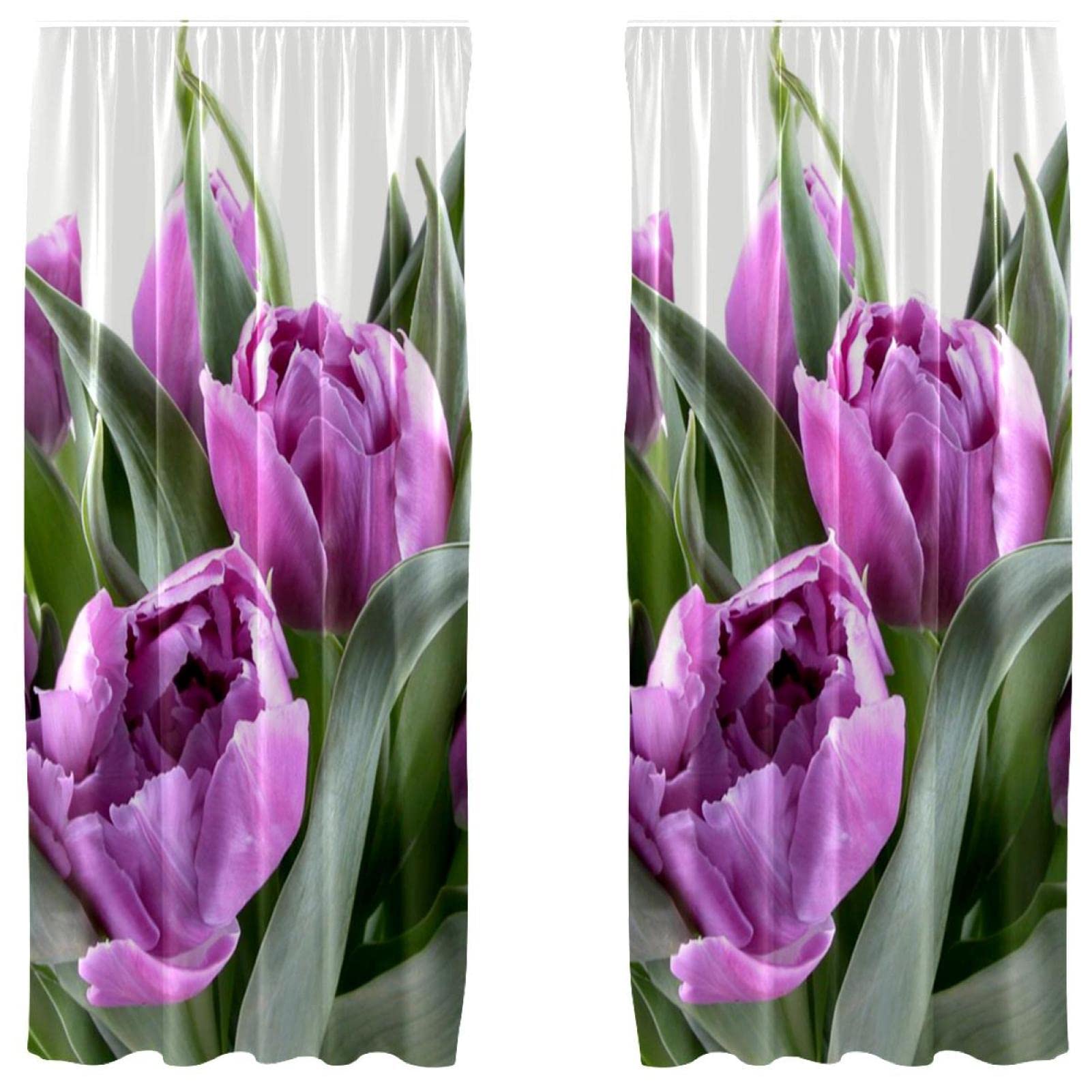 Cortinas de tulipán púrpura de 55x84: la solución para salas apagadas