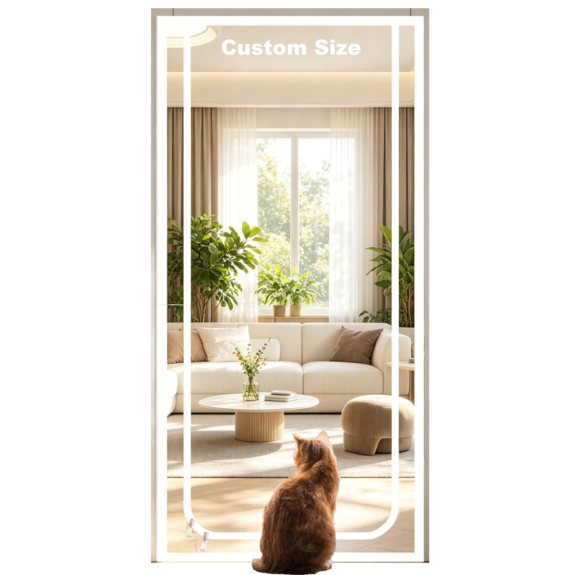 Fly Screen Door, Cat Proof Door Screen for Doorway, Fly Insect Screen Door Screen Mesh Curtain with Self-adhesive Hook&Loop, Pet Friendly Door Screen
