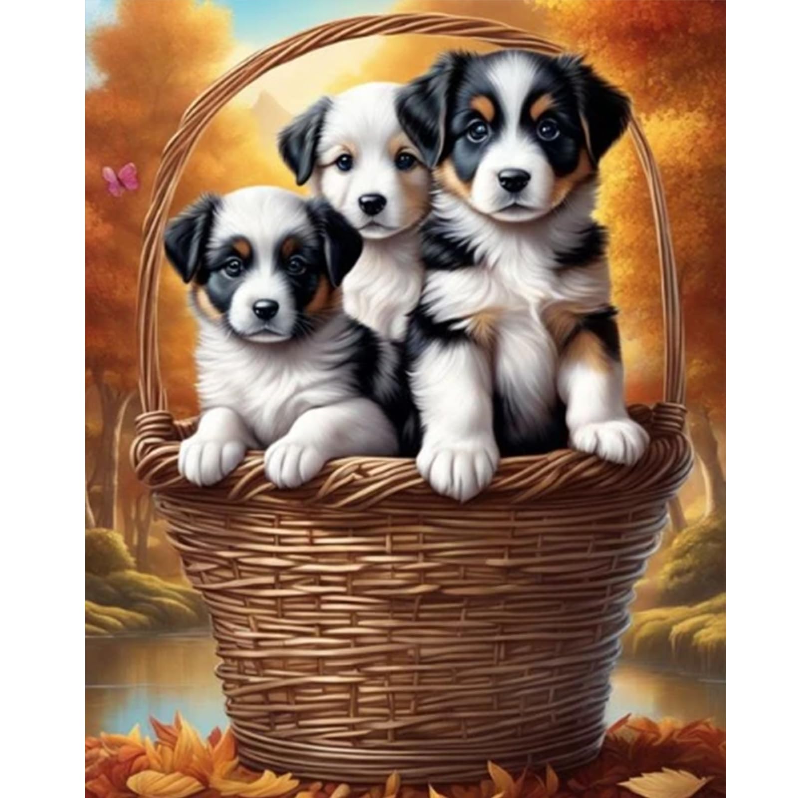 Poetrydraw Dog Full Diy 5D Round Drill Diamond Art Diamond Art Painting For Adults/Beginners Gift Idea Home Decor Diamond Art Paintings Picture Arts Craft 15.75X19.69in