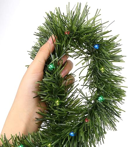 Miniatura 2 de CCINEE Guirnalda de Navidad preiluminada de 33 pies, guirnalda artificial suave con 100 luces LED para decoración de Navidad, decoración de bodas