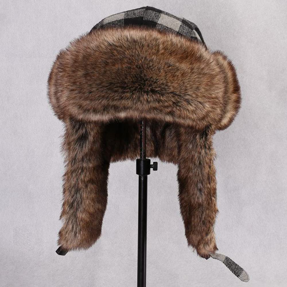 Berretto Invernale da Uomo Donna,Cappelli Russo con paraorecchie, in Pelliccia Sintetica, Cappello da Aviatore Caldo,Lo Sci, Lo Pattinaggio