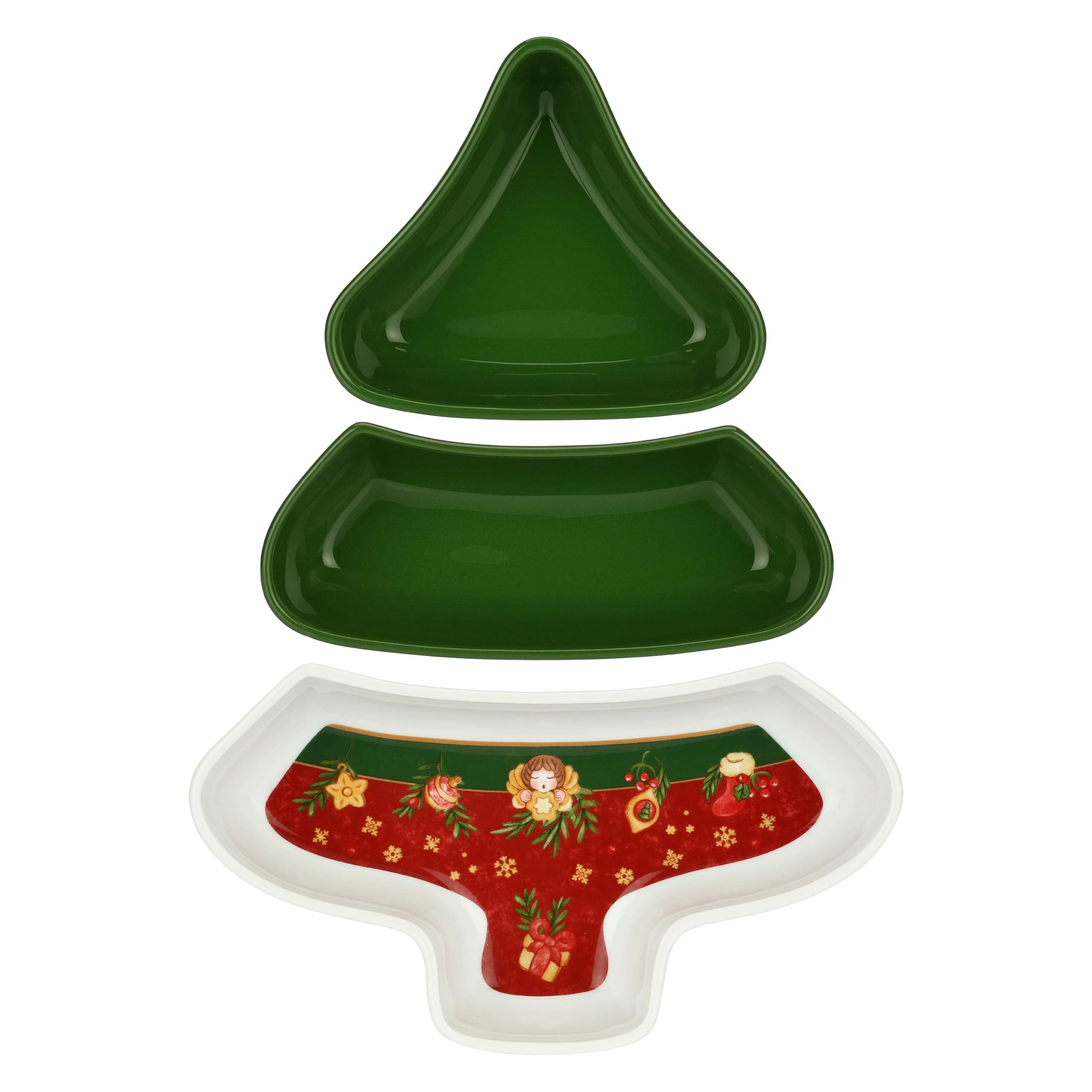 THUN, Antipastiera a Forma di Albero di Natale in Porcellana, Collezione Sorprese, Idea Regalo, 28x39x5