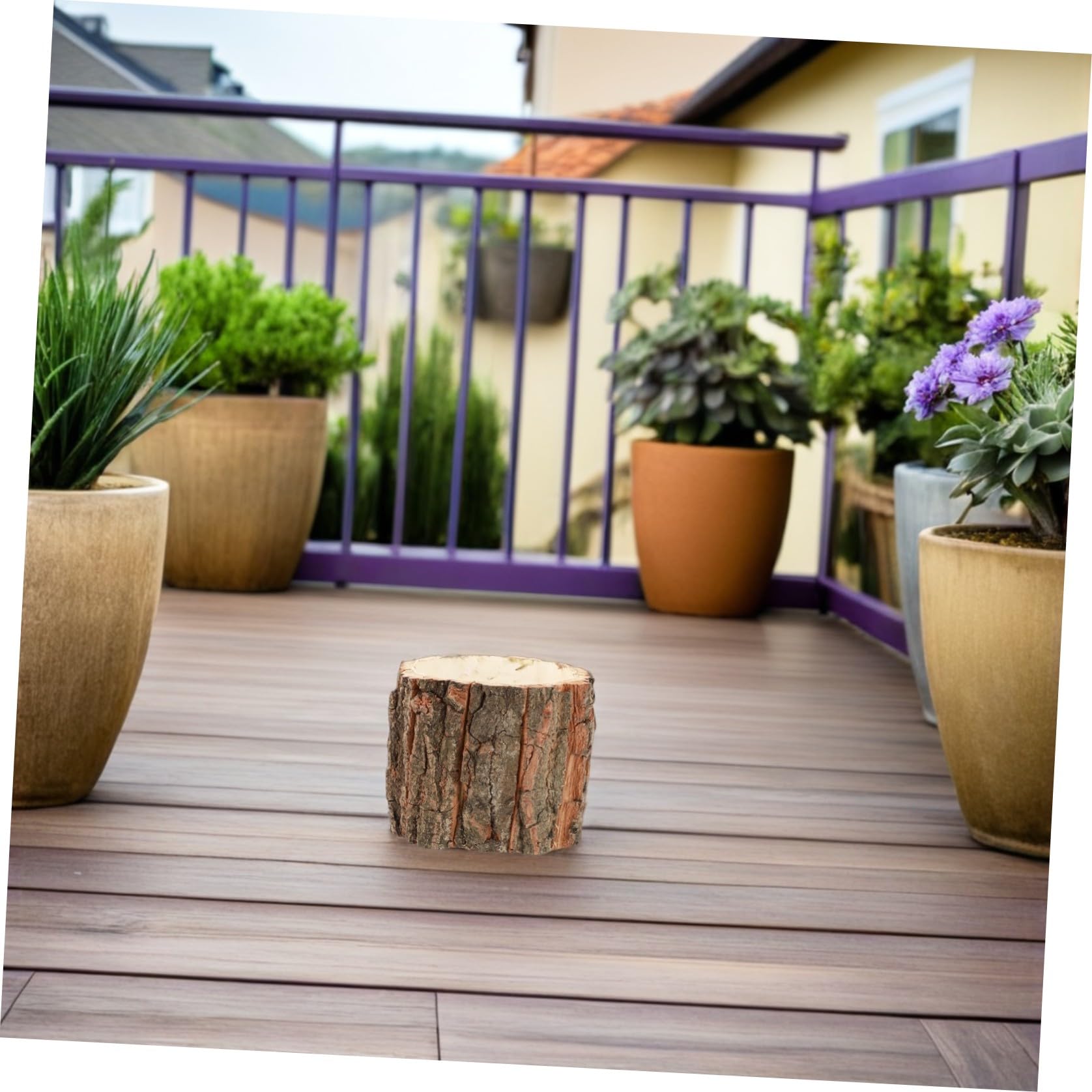 Generisch Kräuterspirale Holz aus Natürlichem Holz im 3 Stück mit Rindenpflanzgefäß als Holzblumentopf für Garten und Home Dekoration