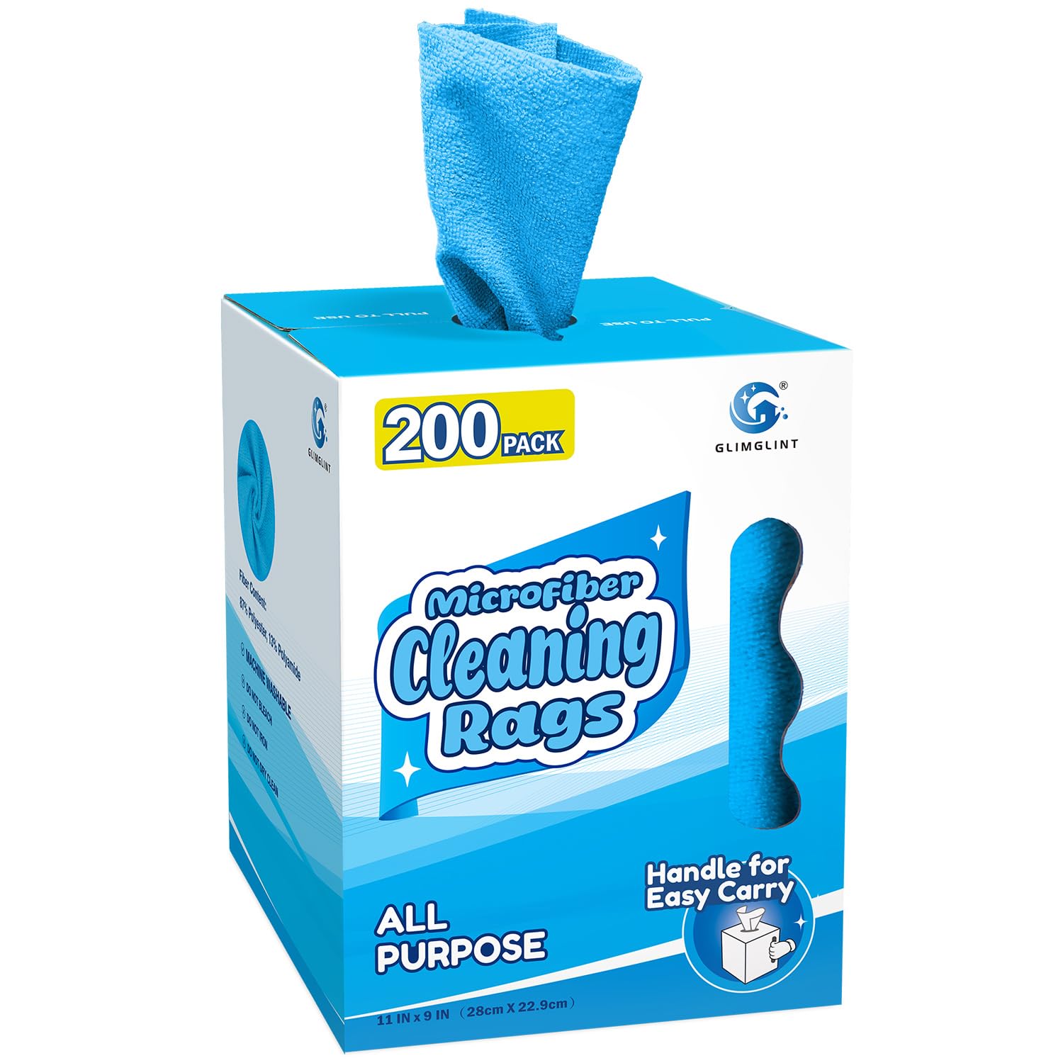 GLIMGLINT Reusable Shop Towels, 200 Pack Microfiber Cleaning Cloth, 11 x9