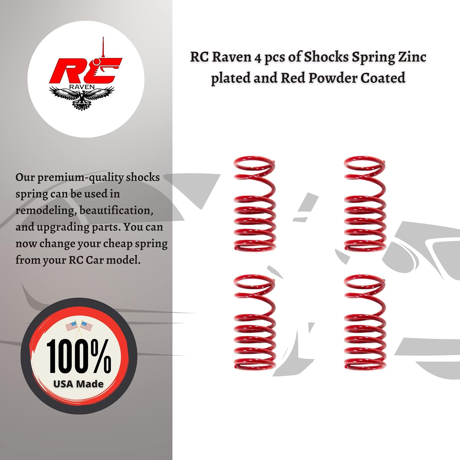 RC Raven 4 pcs of RC Shock Springs for RC Car E-Revo or Revo 3.3 Red Dual Rate Shocks Spring Set