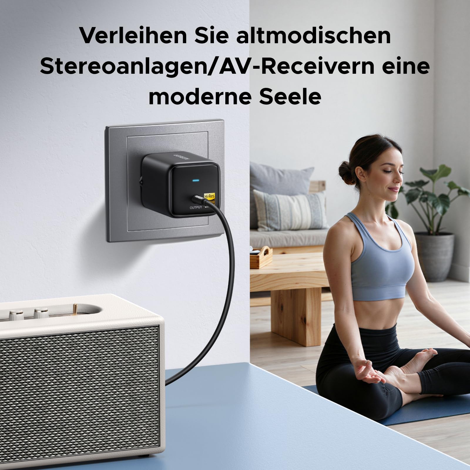 UGREEN Hi-Res Bluetooth 6.0 Adapter mit LDAC, Plug und Play Bluetooth Empfänger, 3,5 mm AUX Adapter für Stereoanlage, Verstärker und Lautsprecher, 10 m Reichweite mit geringer Latenz