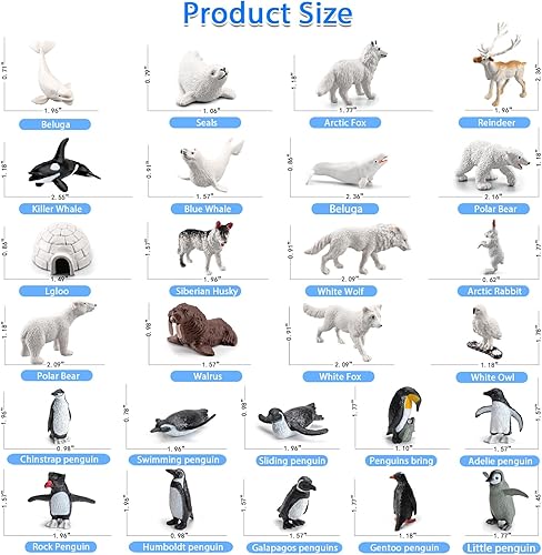 Miniatura 3 de 26 figuras de animales del Ártico, figuras de animales polares con pingüinos, zorro ártico, lobo, oso polar, reno, juguetes en miniatura, decoración